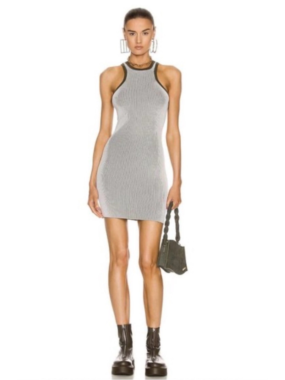 SER.O.YA Jill Rib Sleeveless Mini Dress – White/Olive | NWT | Size Medium - Picture 2 of 5